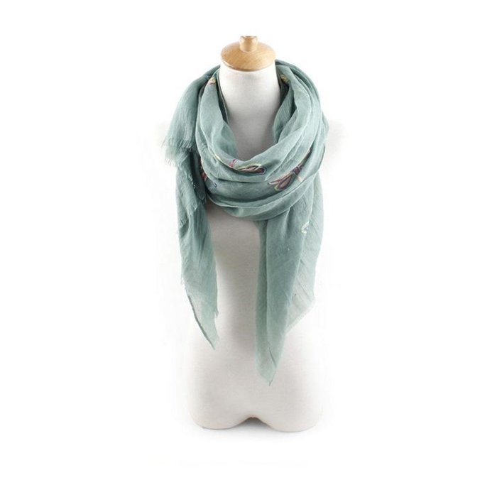 Banggood Women's Cotton Voile Dragonfly Printed Long Scarf