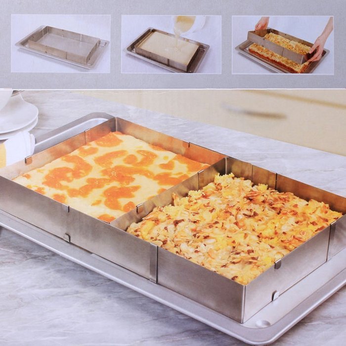 11-21" / 28cm-54cm Big Size Adjustable Rectangle Scalable Mousse Cake Ring Baking Mold Stainless steel N3