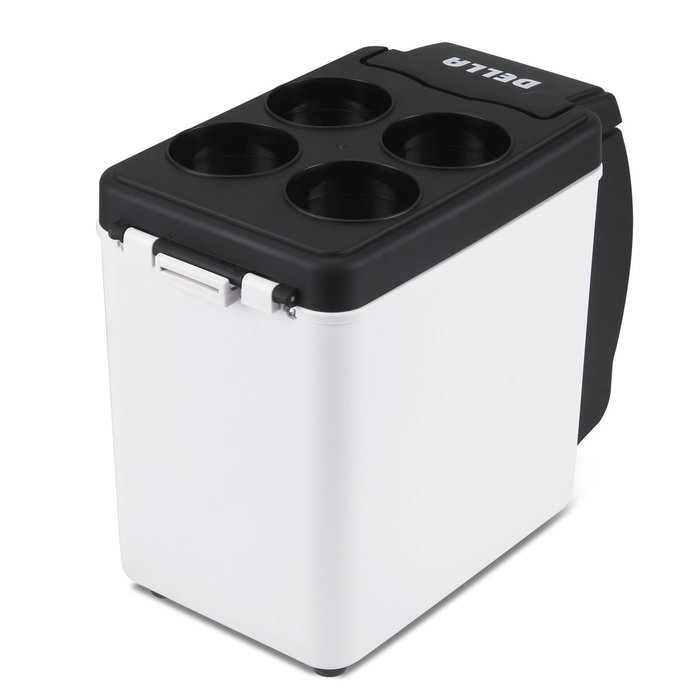 Della Portable Thermo Electric Refrigerator Cooler/Warmer 7-Quart Road Trip with Adjustable Strap, White