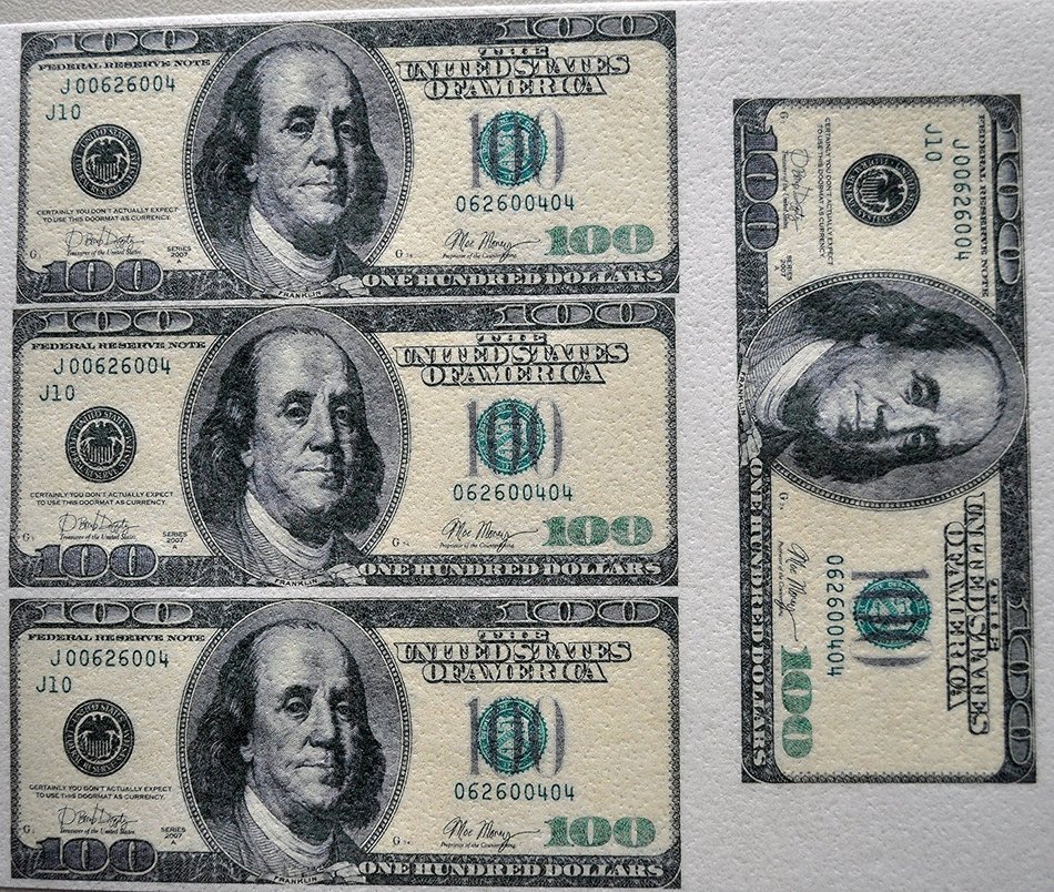 Edible Wafer $100 One Hundred Dollar Bills Real Size ~ BUY TWO GET THIRD FREE!