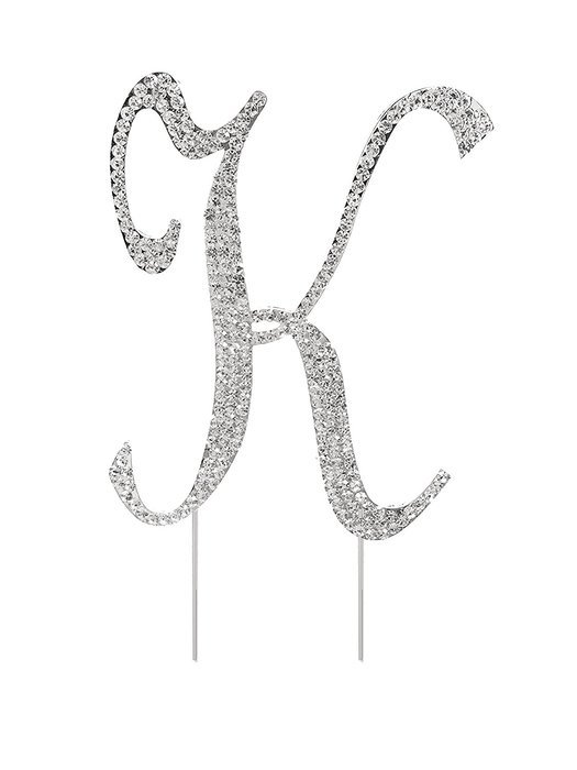 Letter L Rhinestone Crystal Cake Topper Silver, Numbers, Letters for Wedding, Birthday, Anniversary, Party. Shine... N13