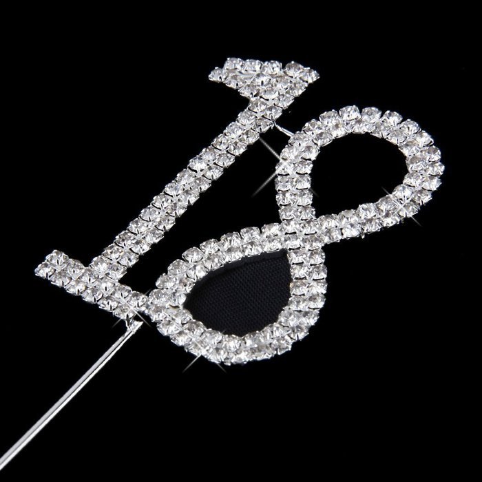 18th Anniversary Birthday Party Rhinestone Cake Topper N2