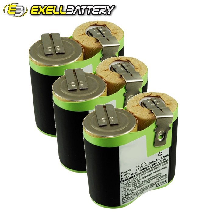 3x Ni-MH 2.4V Battery Replaces BLACK & DECKER 520102 Fits Classic HC400 Vacuums