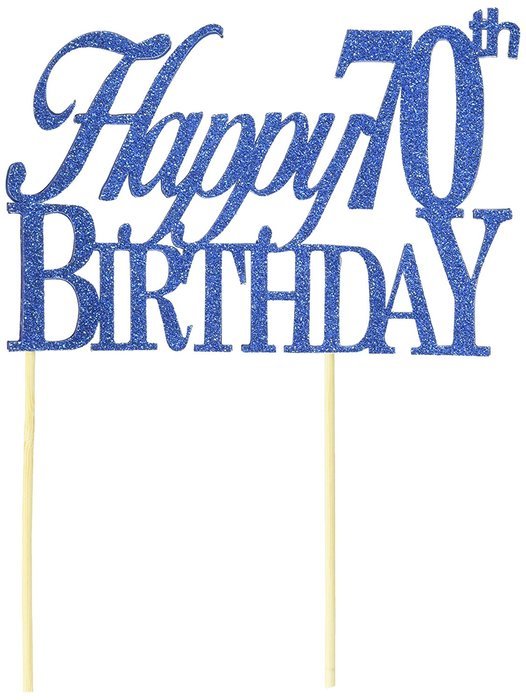 All About Details Blue Happy-70th-birthday Cake Topper