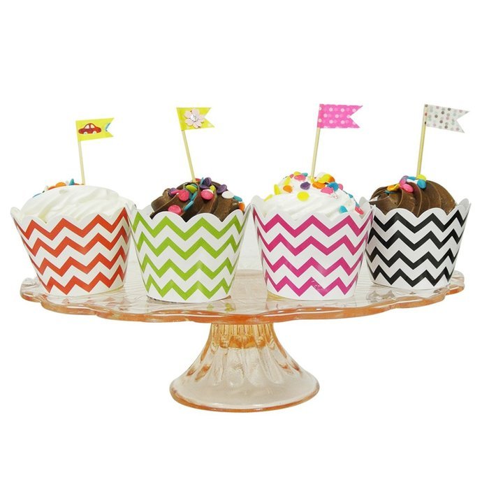 Wrapables Cupcake Wrappers, Standard, Chevron, Green, Set of 60