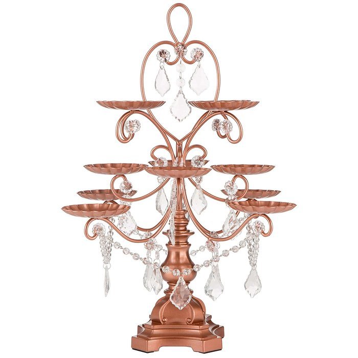 'Madeleine Collection' 12 Piece Cupcake Stand, Dessert Display Tower with Crystal Dangles (White) N5