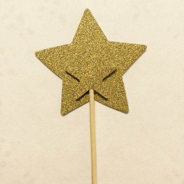 DooXoo Double Sided Star Topper Gold Glitter Star Wand Cake Topper Cupcake Topper Wedding Cupcake Toppers Set...