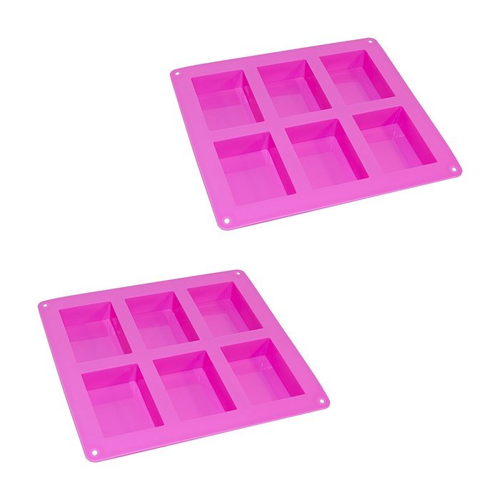 ALEKO 2SFC05 Rectangle Silicone Bread Mold Tray with 6 Bread Holes, Set of 2, Purple