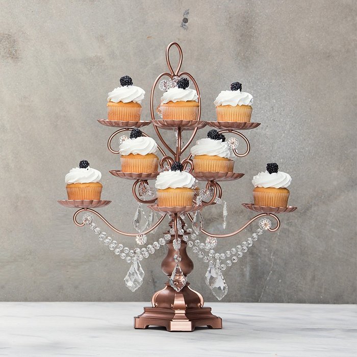 'Madeleine Collection' 12 Piece Cupcake Stand, Dessert Display Tower with Crystal Dangles (White) N6
