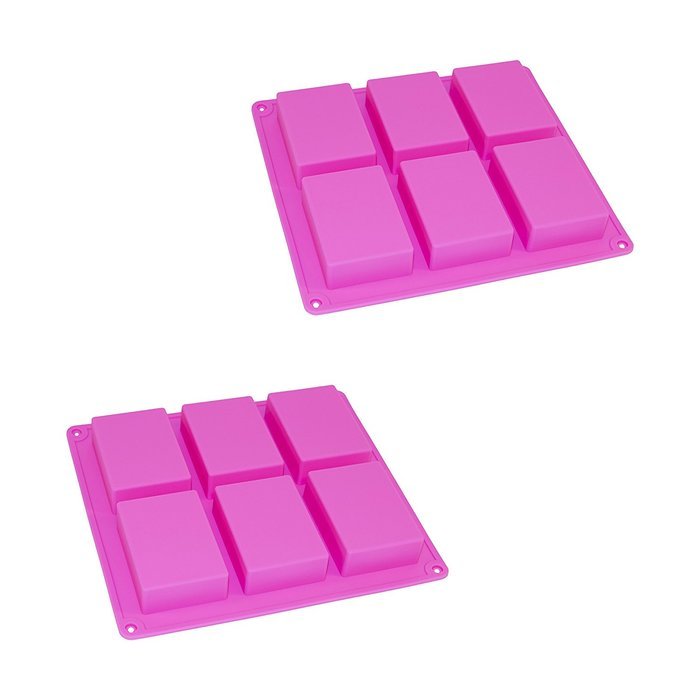 ALEKO 2SFC05 Rectangle Silicone Bread Mold Tray with 6 Bread Holes, Set of 2, Purple N2