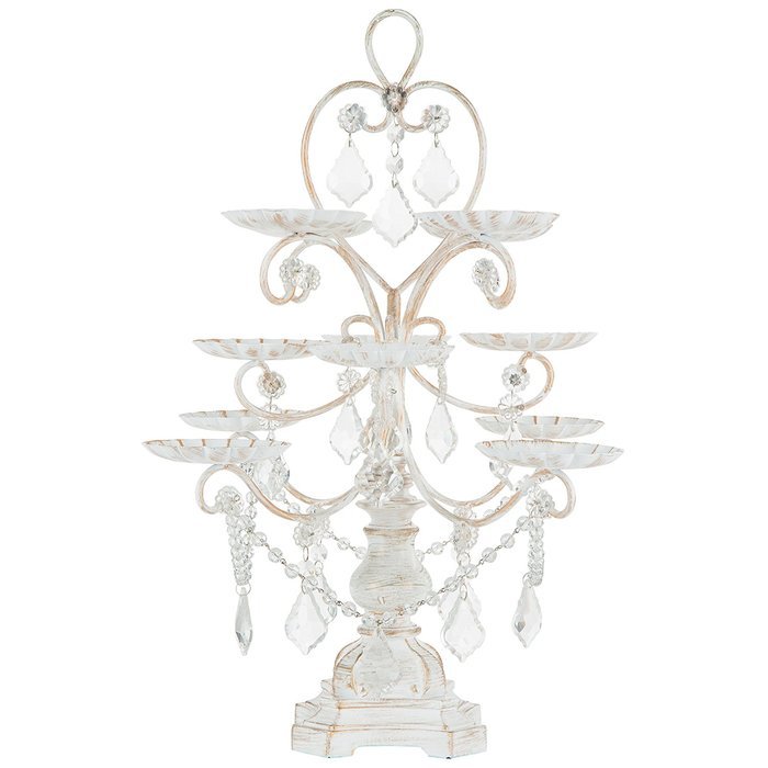 'Madeleine Collection' 12 Piece Cupcake Stand, Dessert Display Tower with Crystal Dangles (White) N9