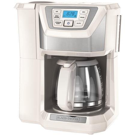 12-Cup, Mill and Brew, Programmable Coffee Maker With Grinder, White N2