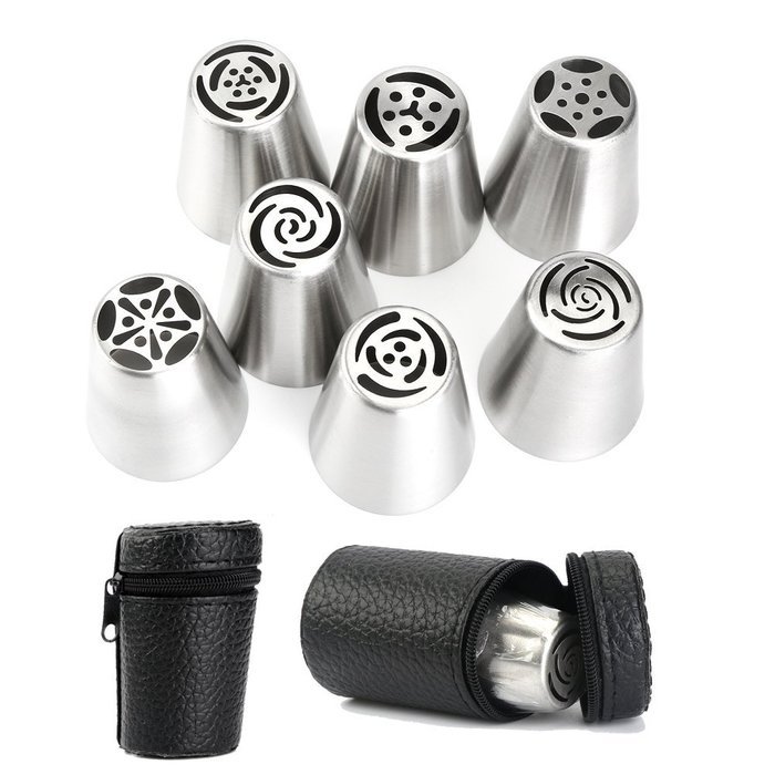 Honeyall&reg; Leather case packed Russia Tulip Icing Piping Nozzles Pastry Cake Sugarcraft Decorating Tips Home DIY... N3