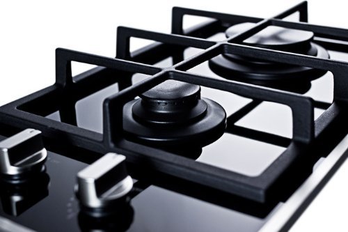 Summit 2-Burner Gas-On-Glass Cooktop W/Sealed Burners & Cast Iron Grates