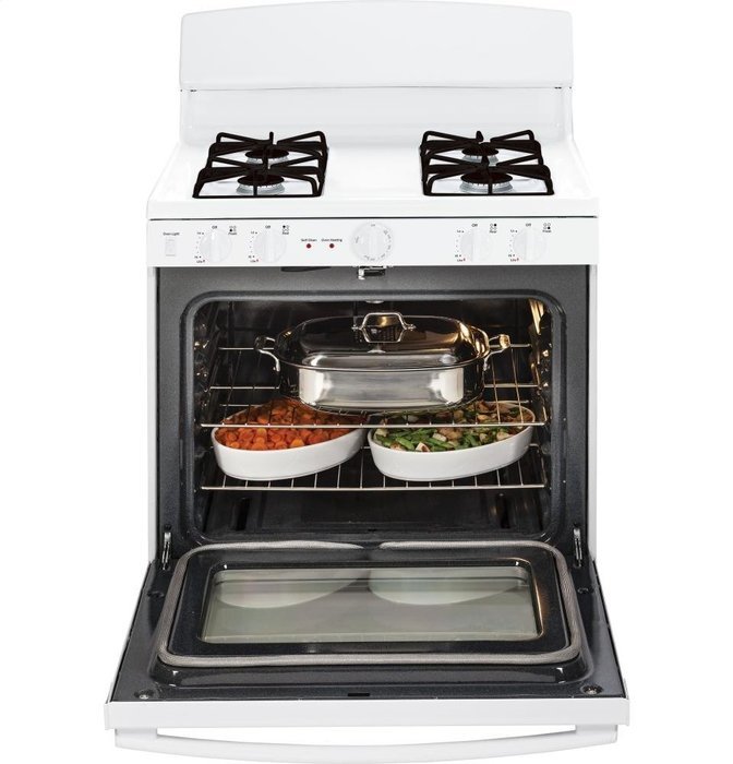 GE JGB450DEFWW 30" White Gas Sealed Burner Range - Convection N2