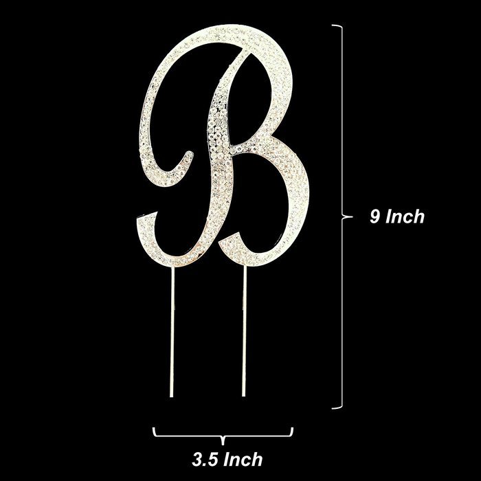 Letter L Rhinestone Crystal Cake Topper Silver, Numbers, Letters for Wedding, Birthday, Anniversary, Party. Shine... N31