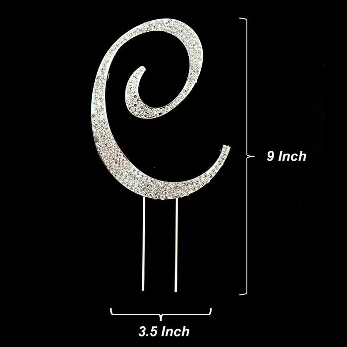 Letter L Rhinestone Crystal Cake Topper Silver, Numbers, Letters for Wedding, Birthday, Anniversary, Party. Shine... N32