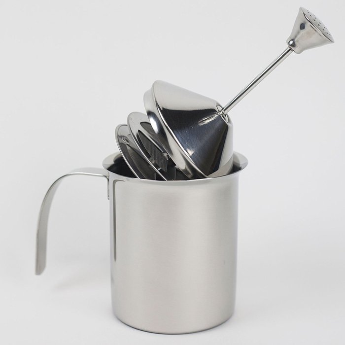 HUJI Double Mesh Stainless Steel Milk Frother Cappuccino Latte Coffee Foam Maker (1, 400 ml) N11