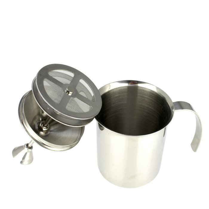 HUJI Double Mesh Stainless Steel Milk Frother Cappuccino Latte Coffee Foam Maker (1, 400 ml) N12
