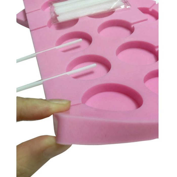 WOMHOPE Set of 2 - 12-Cavity Silicone Lollypop Mold with Sticks - Round Chocolate Candy Mold Candy Making Molds... N3