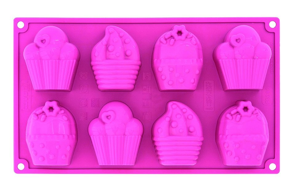 Pavoni FR080 Platinum Silicone Happy Birthday Multi-Tray Bake Mould, Pink N2