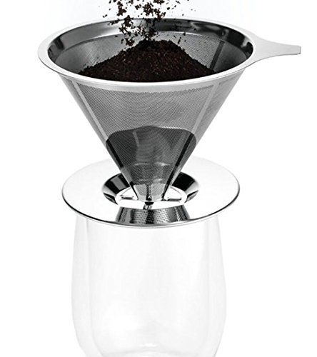 Easycups Stainless Steel Pour Over Coffee Dripper - Paperless Double Mesh Reusable Coffee Filter and 1-4 Cups... N5