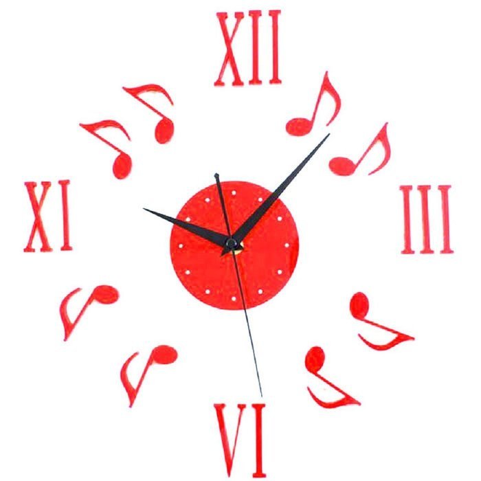 Tonsee(TM) 1PC Fashion Music Notation Combination Decoration Stickers Wall DIY 3D Clock(Red)