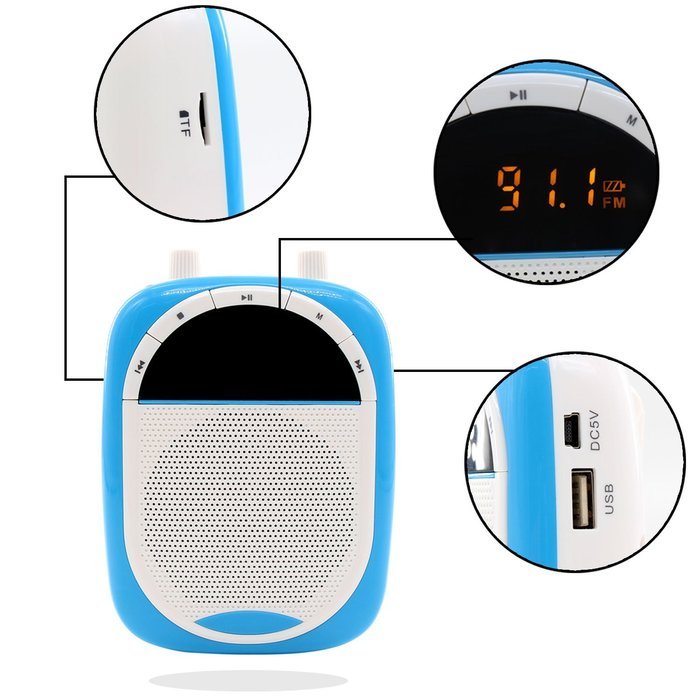 Xcellent Global Portable 10W Rechargeable Voice Amplifier with Waistband Headset & Belt Clip, Support MP3 Player... N5
