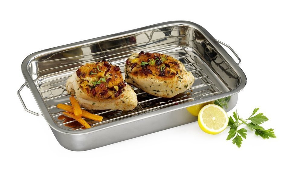 Basic Essentials 13 Inch Stainless Steel Roaster with Rack