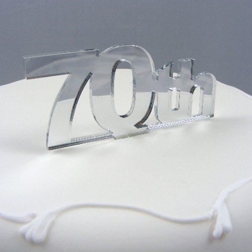 "70th" Cake Topper Mirror - 6cm with 4cm spike