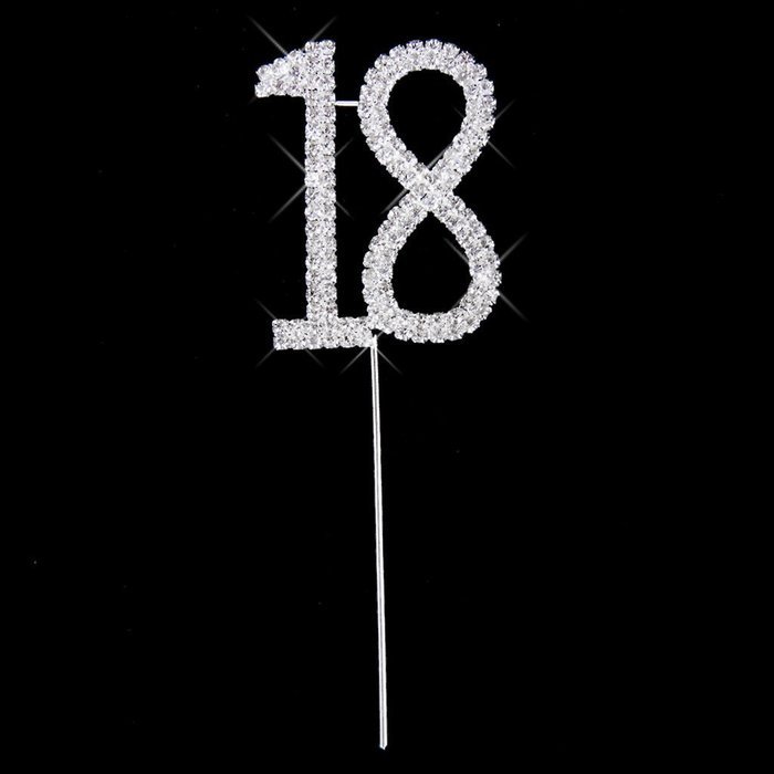18th Anniversary Birthday Party Rhinestone Cake Topper N3