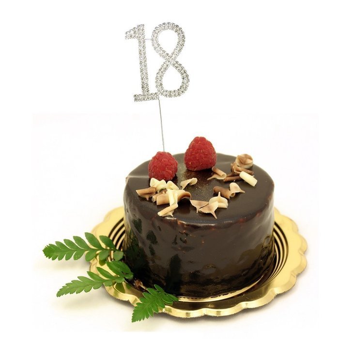18th Anniversary Birthday Party Rhinestone Cake Topper N4