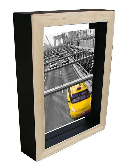 Kingwin Wood Floating Glass Photo Frame WF1107(white, 6"x8")