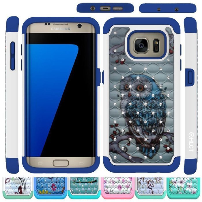 Galaxy S7 Edge Case, HLCT Rugged Shock Proof Dual-Layer Case for Samsung Galaxy S7 Edge (2016) (Green White A)