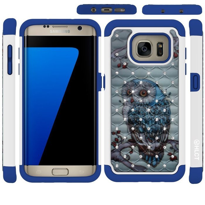 Galaxy S7 Edge Case, HLCT Rugged Shock Proof Dual-Layer Case for Samsung Galaxy S7 Edge (2016) (Green White A) N3
