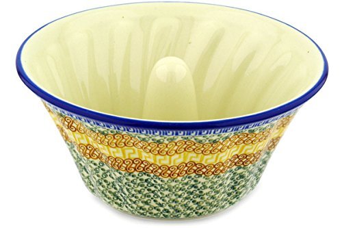 Polish Pottery Bundt Cake Pan 10-inch Grecian Sea