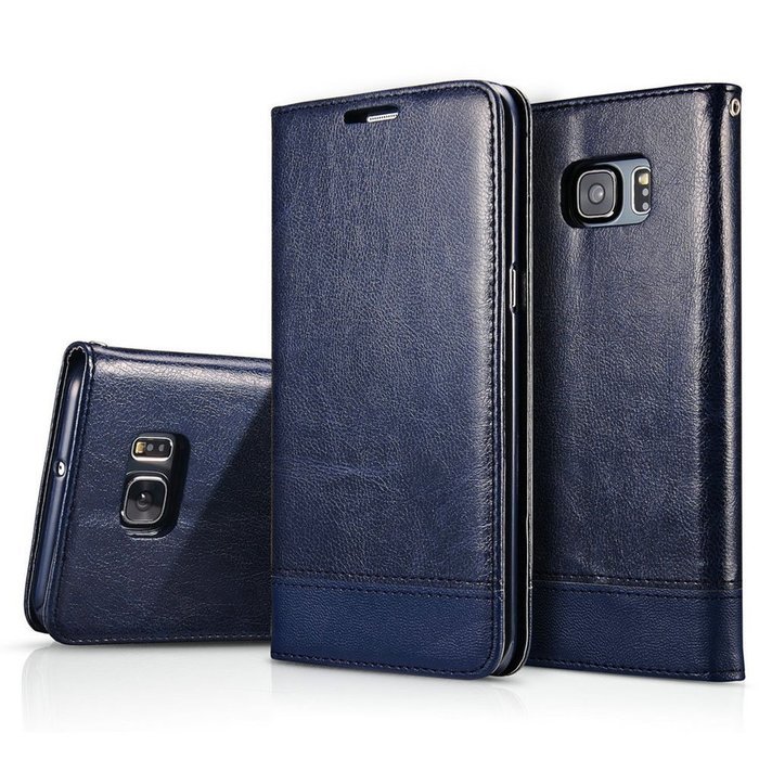 Aroko Wallet Series Samsung Galaxy S7 Edge Case with Flip Cover and S7 edge case Stand (S7 edge case, Blue) N4