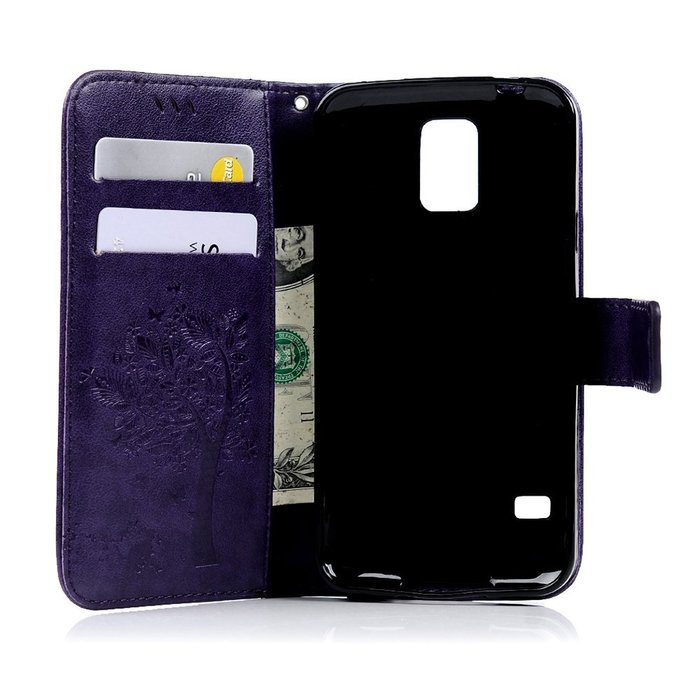 S5 Case,Samsung Galaxy S5 Case (i9600) - Wallet Embossed Flower Tree PU Leather Soft TPU Inner Cover with Magnetic... N7