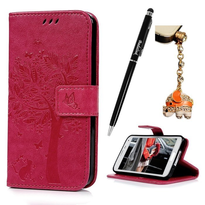 S5 Case,Samsung Galaxy S5 Case (i9600) - Wallet Embossed Flower Tree PU Leather Soft TPU Inner Cover with Magnetic... N8