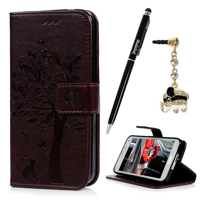S5 Case,Samsung Galaxy S5 Case (i9600) - Wallet Embossed Flower Tree PU Leather Soft TPU Inner Cover with Magnetic... N9
