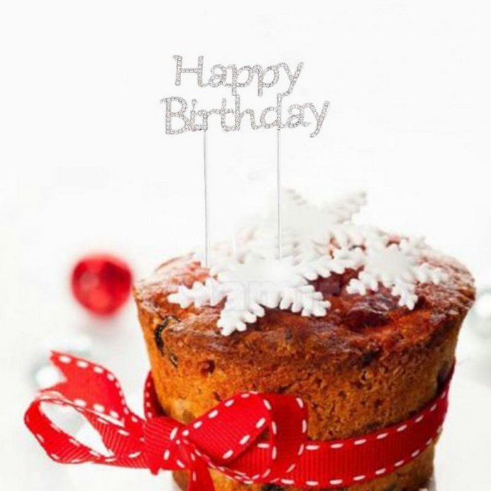 Happy Birthday Rhinestone Crystal Cake Topper Silver, Gold Numbers, Letters, Bling Love, Wedding, Birthday, Anniversary... N3