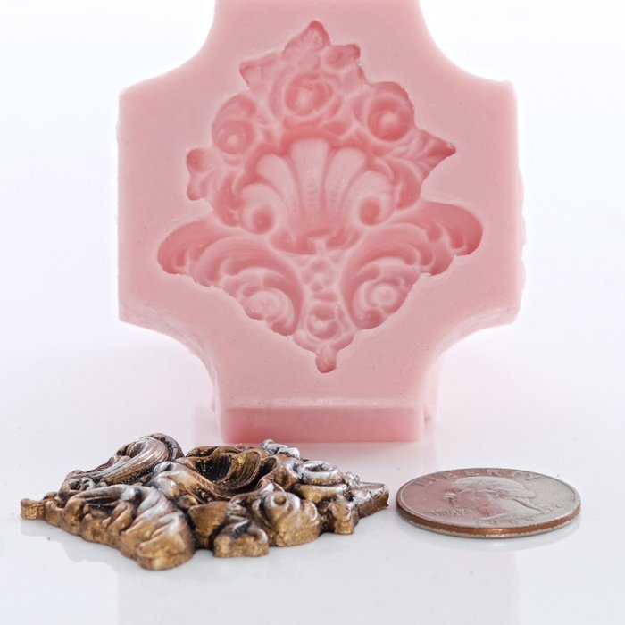 Medallion Scroll Work Silicone Mold Food Safe Fondant, Chocolate, Candy, Cream Cheese Mint, Resin, Polymer Clay... N2