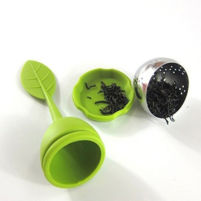 Tool Gadget 5Pcs Silicone Handle Stainless Steel Strainer with Steel Ball Silicone Leaf Lid Drip Tray Included... N2