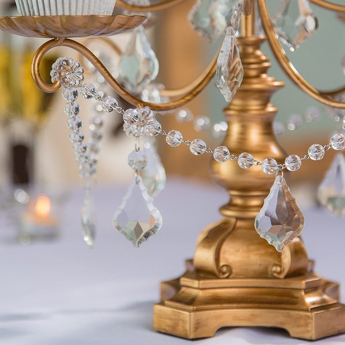 'Madeleine Collection' 12 Piece Cupcake Stand, Dessert Display Tower with Crystal Dangles (White) N12
