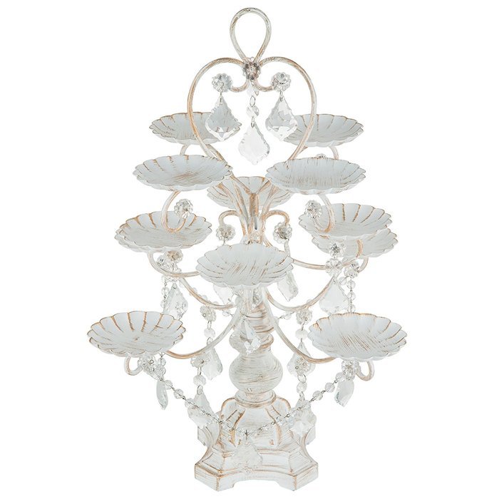 'Madeleine Collection' 12 Piece Cupcake Stand, Dessert Display Tower with Crystal Dangles (White) N13