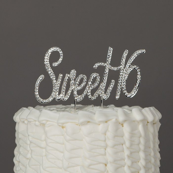 16 Cake Topper 16th Birthday Party Supplies Crystal Rhinestone Decoration (Gold) N2
