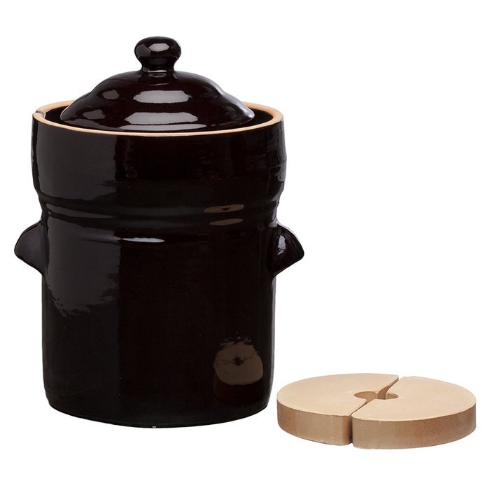 EuroQuest Imports Fermenting Crock with Stone, 5-Liter