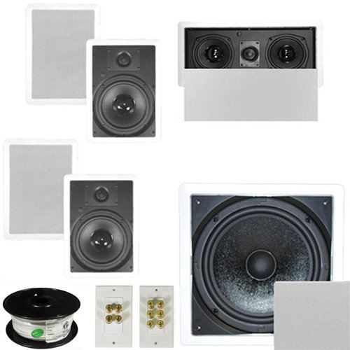 Theater Solutions 5.1 Home Theater 8" In Wall Speaker Set with Center, 10" Passive Sub More TS80WL51SET10