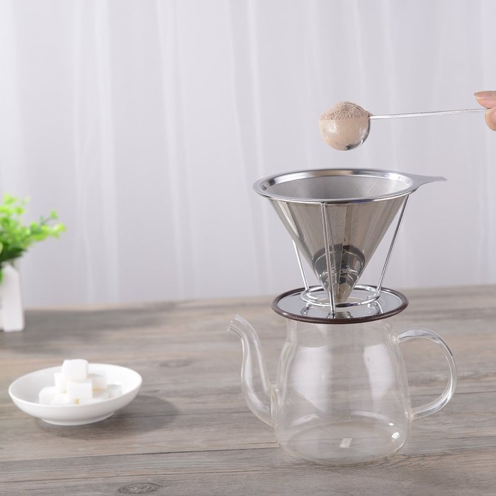 Ziselu Stainless Steel Pour Over Coffee Maker, Filter Cone and Holder, Micro Filter Coffee Dripper and Coffee... N4