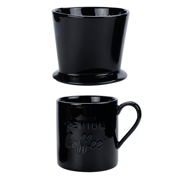 Pour Over Coffee Dripper - with Bonus Porcelain Mug, Black - by Sweese N7